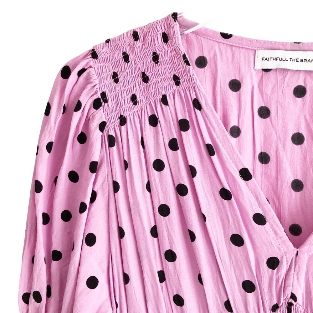 Faithful The Brand Dress Margherita Mini Pink Black Polka Dot Size 4 Small - Picture 10 of 12